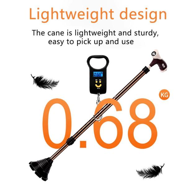 Premium Aluminum Brown Walking Cane with Quad Base for Stability