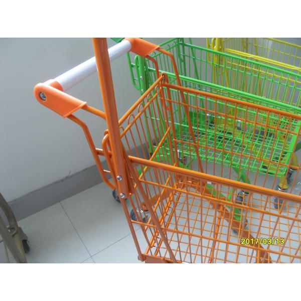 Small Shop 4 Wheel Shopping Cart , Logo Shopping Basket With Wheels
