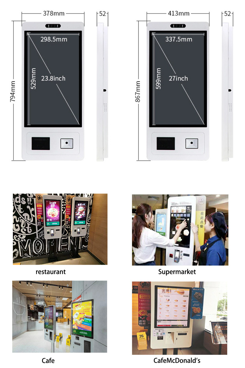 21.5 Inch 32 Inch Self Service Cashier Machine With Printer / QR Code Scanning / NFC