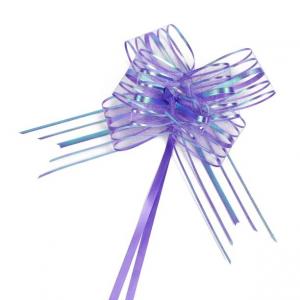 Quality 6 Inch Purple Ribbon Pull Bows Iridescent Lines Organza Ribbon wholesale