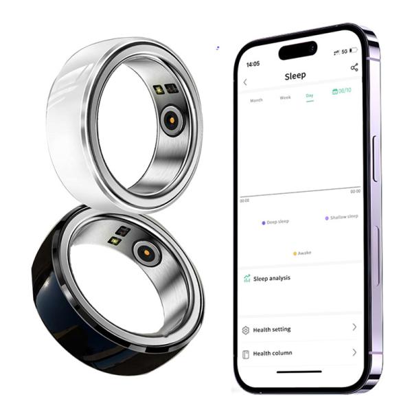 Cheap Heart Rate Monitor Bluetooth Fitness Health Tracking Smart Ring Blood Oxygen Sleeping Monitor Ring for sale
