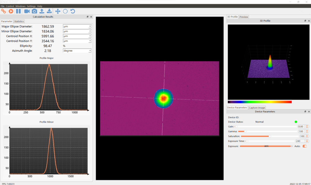 ODM Supported YIXIST XOA-8407-1 CMOS Beam Analyzers Cameras for Laser Systems 350-1200 nm