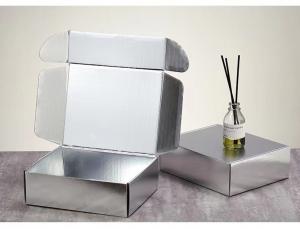 China Silver Color E Flute Corrugated Box With Embossing Logo Mail Shipping Gift Packaging on sale