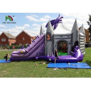 Quality Purple / Grey Inflatable Jumping Castle With Dragon Slide Roofed Playground wholesale