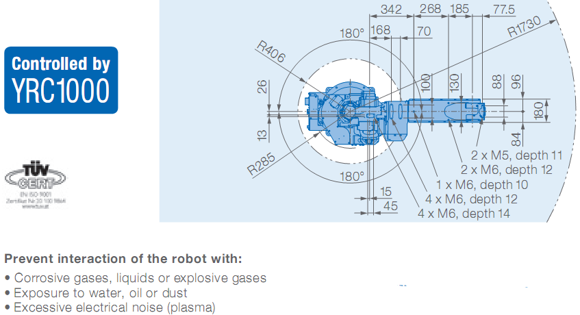 6 Axis YASKAWA GP25 Pick And Place Machine 25kg Payload 1730mm Arm Industrial Robot