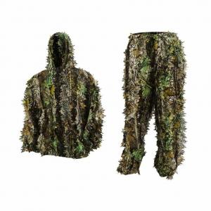 Quality Polyester Woodland Camouflage Ghillie Suit Outdoor Snap 3D Leaf Suits wholesale