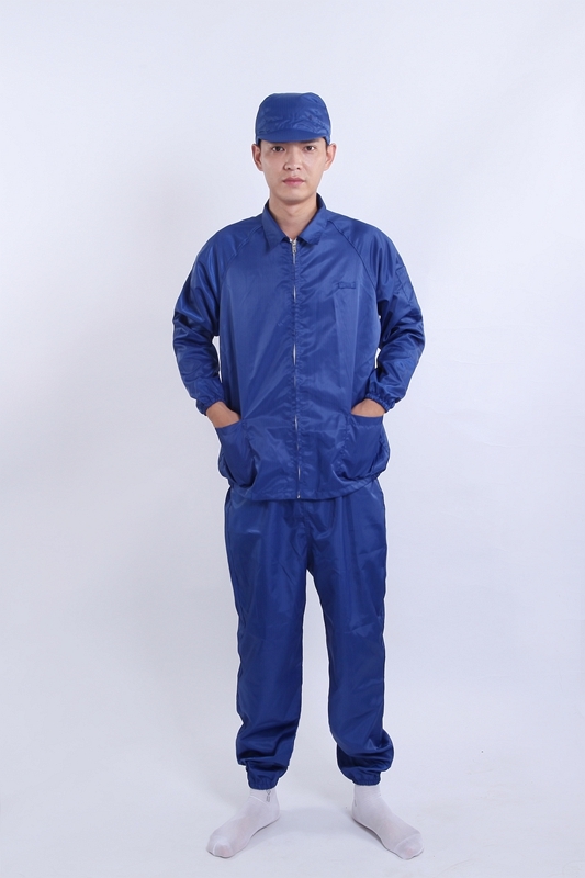 Anti-Static Notched Collar Separates Top Pants Cleanroom Approved For Controlled Environments In White / Blue / Pink / Black