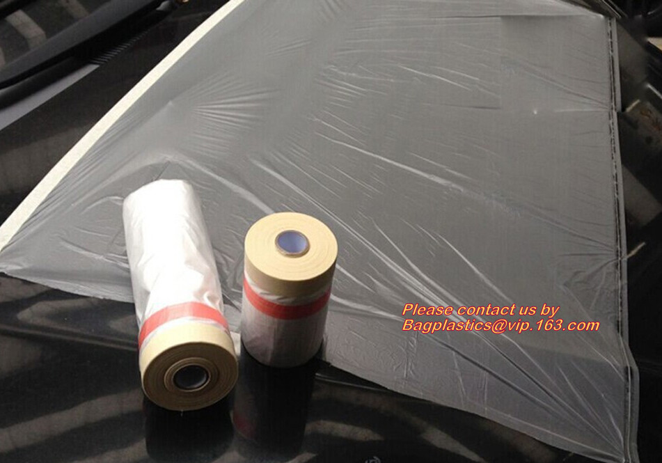 blue pre-tape masking film, environmental protection auto paint pre-tape masking film, plastic Taped masking film wit