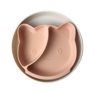 BPA Free Silicone Baby Tray Cat Shape Tableware Feeding Plate Customized
