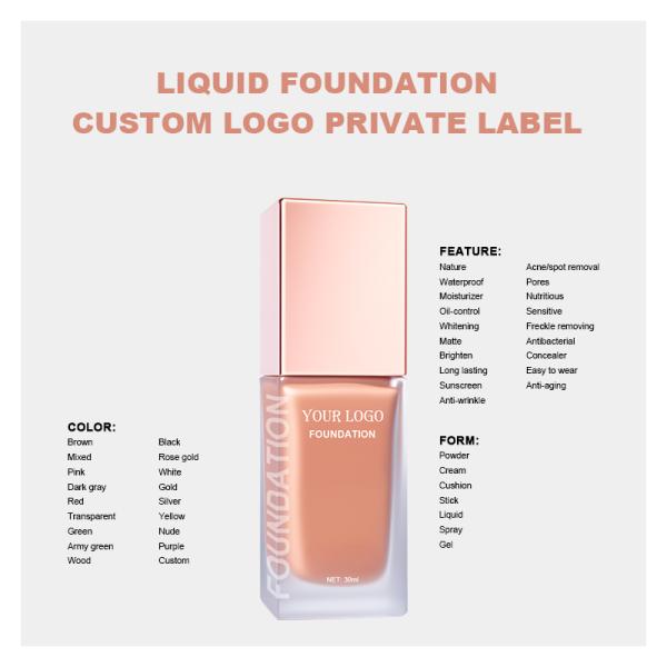 Custom Full Cover Waterproof Liquid Foundation Private Label Makeup Foundation Full Coverage Matte Foundation