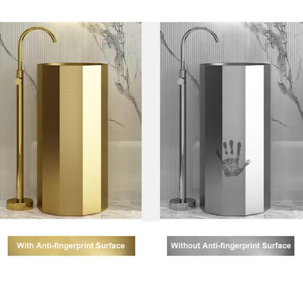 Round Column 304 Stainless Steel Pedestal Sink ODM With Nano Coating