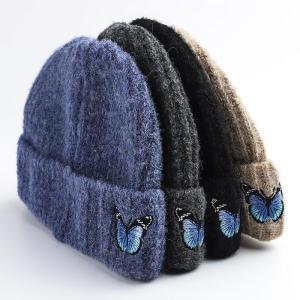China 2021 Women Winter Hats Fashion Knitted Beanies with Butterfly Embroidered on sale