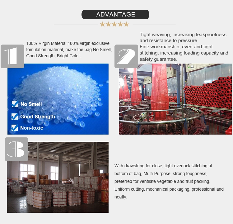 45*75cm Red Leno Onion Packaging Mesh Bag 25kg 10kg for Onion Distribution Network