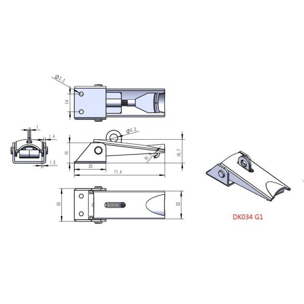 DK034G1 Small Adjustable Toggle Latch With Screws Mounting And Keyhole