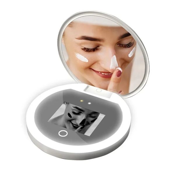 Sunscreen Testing Camera 2X Magnification Travel Makeup UV Mirror with Light(WH-MR-89)