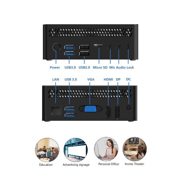 Fanless Cooling N5100 Mini PC M.2 2280 SATA SSD EMMC 32GB 64GB Honeycomb Design