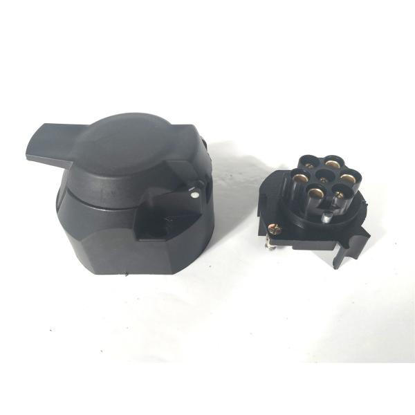 Standard Size Trailer Plugs And Sockets Black 7 Prong Round Trailer Plug