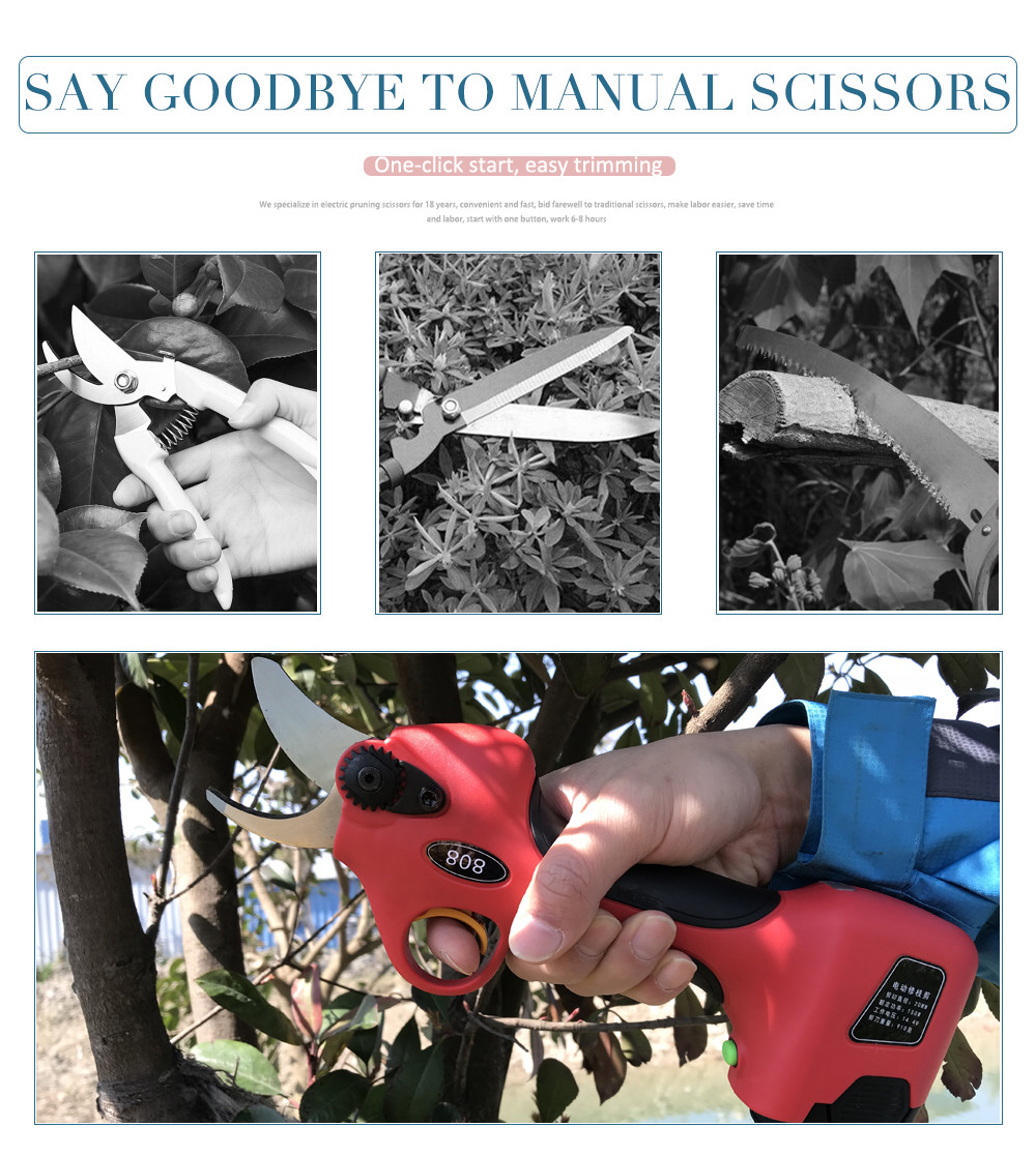 Swansoft 2.5CM Battery Orchard Pruner Cordless Electric Hedge Trimmer Portable Pruning Shears of 25mm Cut Size