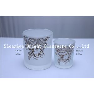 Quality Frosted Design Glass Candle Holder With Gold Logo wholesale
