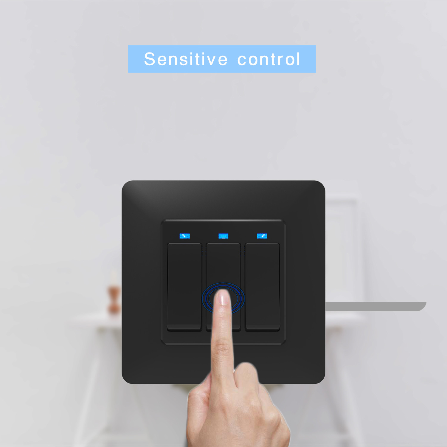 EU UK Standard Life App Smart Wifi Wall Switch White Black 3 Gang 2 Way Wifi Light Switch