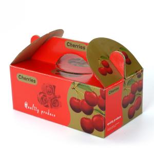 China Full Color Corrugated Carton Box / Cherry Fruit Packaging Boxes With Handle on sale