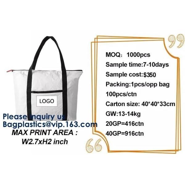 DuPont Paper Bags Shopping Bag,Custom LOGO Tyvek Washable Tearproof Paper Tote Shopping Bag, Bagease, Bagplastics, Pak