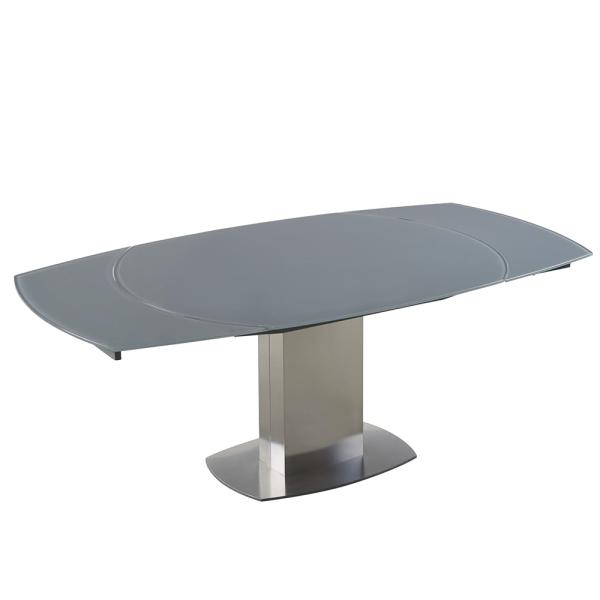 Extended Durable Glass Steel Dining Table Multifunctional With Glass Top