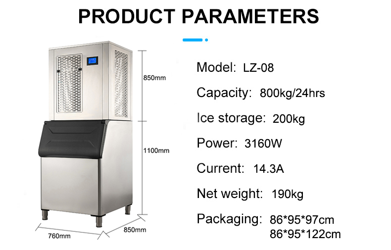 800Kg Daily LZ-08 Fresh Water Flake Ice Machine With Air Cooling