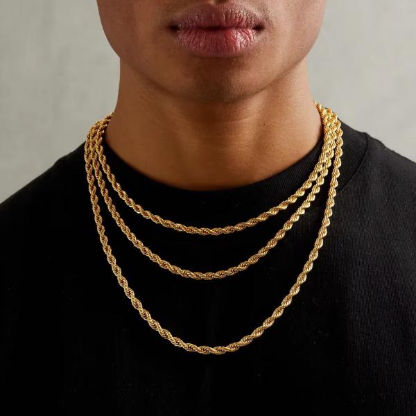 Non Tarnish No Fade Stainless Steel Rope Chain Jewelry Necklace Rope Chain Necklace