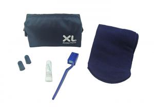 China Airline Amenity Kits Dark Blue Oxford Fabric Cosmetic Bag For Plane / Train / Trip on sale