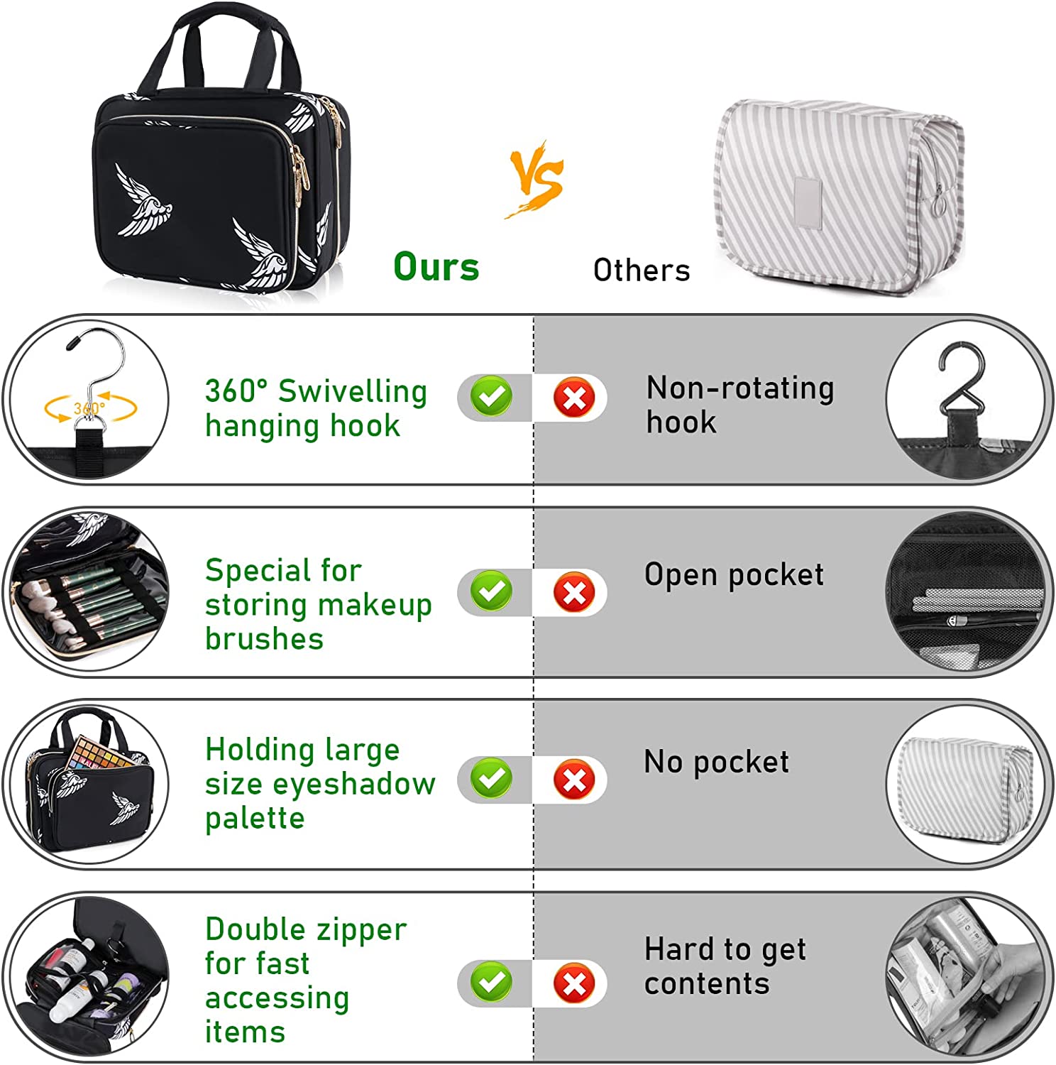 OEM Travel Hanging Toiletry Bag For Women Men Large Capacity