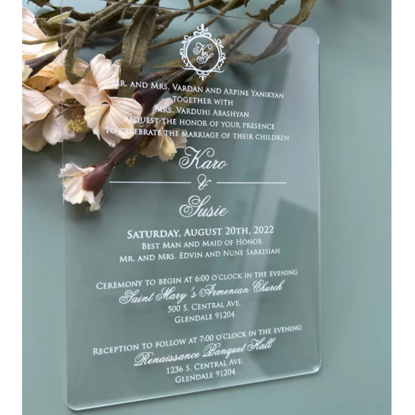Acrylic Plastic Wedding Place Greeting Invitation Name Card Custom Designs Printing