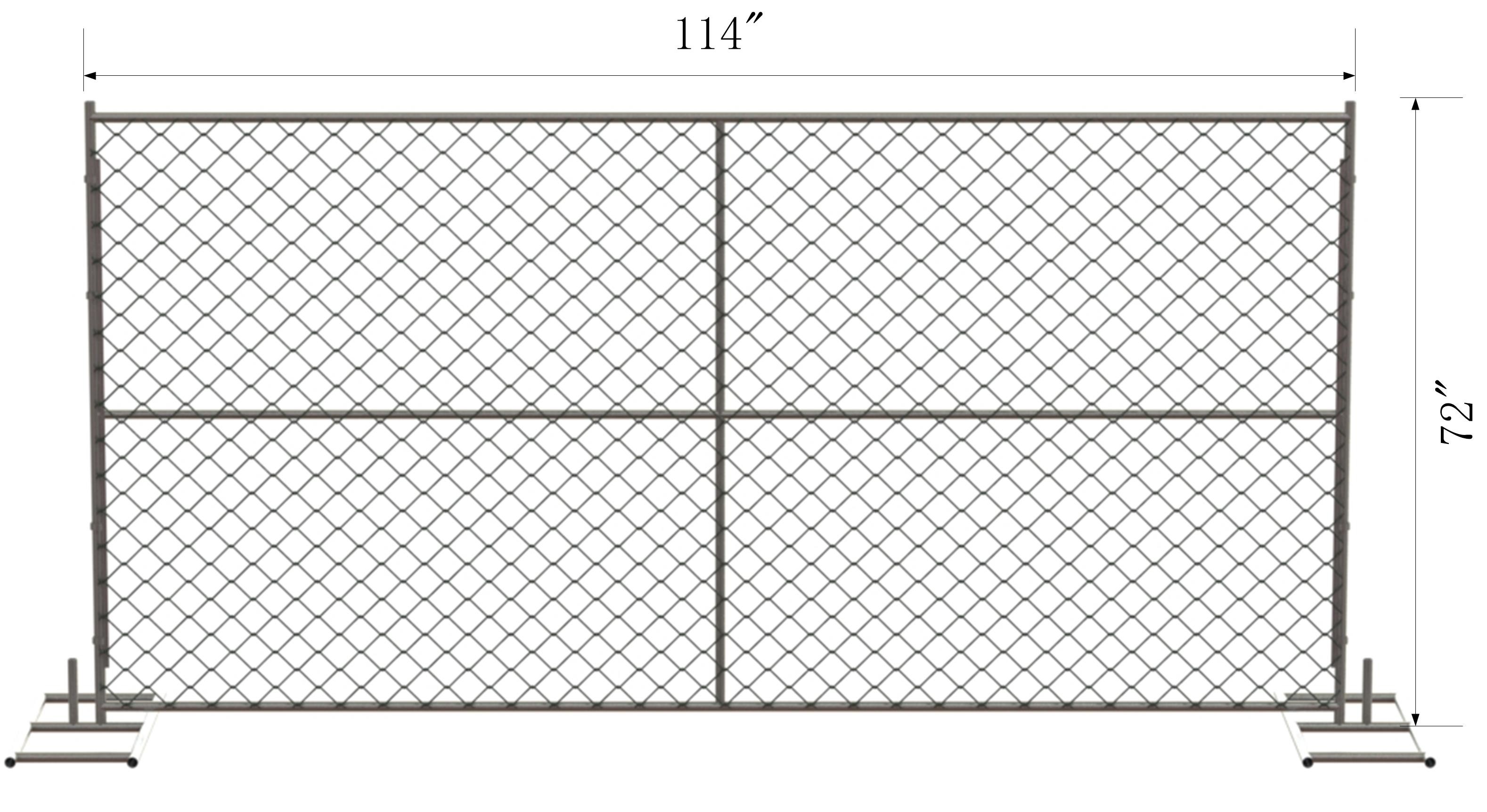 6ft x 12ft/ 72inch x 120inch chain link temporary fencing 2" x 2" x 11 gauge wire chain mesh temp construction fence