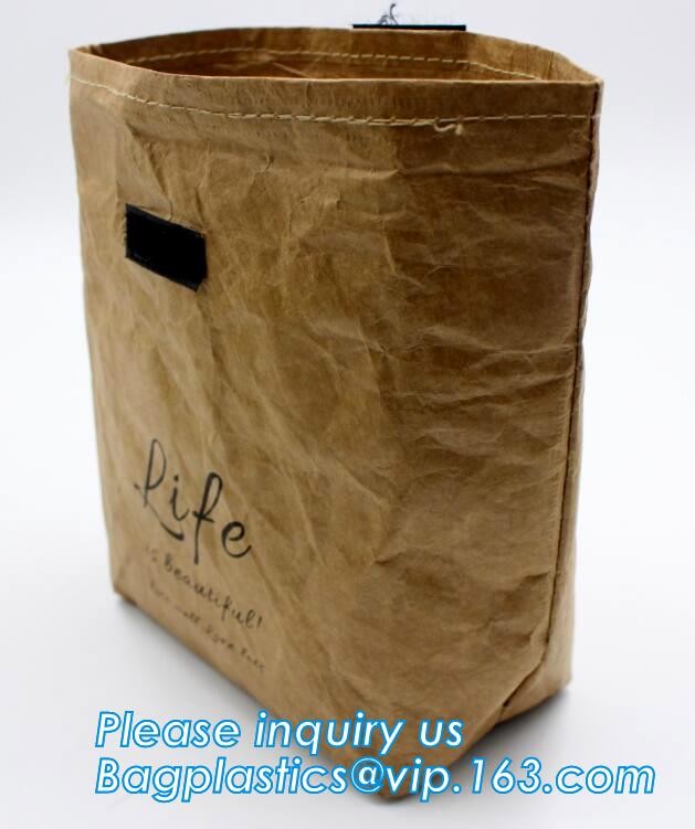 Custom Eco friendly tyvek Lunch bag Insulated Cooler bag,tyvek kraft paper insulated aluminum foil lunch box bag with sn