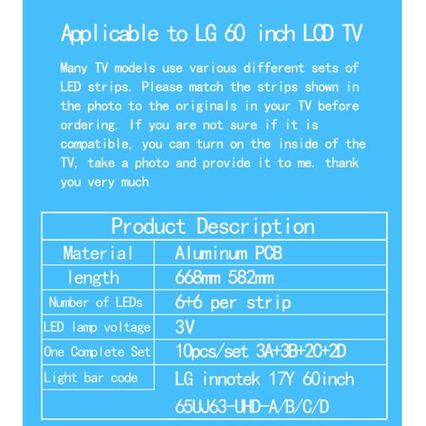 60UJ634V 60UJ630Y Smart Tv Backlight 60UJ6320 60UJ632T 60UJ633T 60UJ634V-ZA