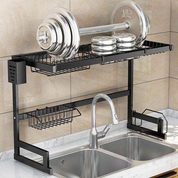 Width 850mm Kitchen Dish Rack Over Sink , Chopsticks Dish Drying Rack 515mm Height