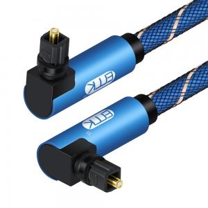 Quality Dual 90 Degree Optical Audio Cable Sound SPDIF Fiber Toslink Cable short with braided jacket wholesale