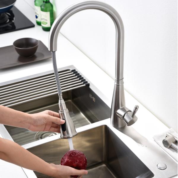 Motion Activated Pull Down Kitchen Faucet 18/10 Stainless Steel Rotatable Kitchen Tap