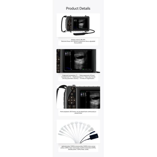 Yonker Veterinary Ultrasound Pregnancy Ultrasound Scanner for Animal Dog Vet Portable Digital Ultrasound