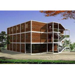 Maroon Three Stories Container House Prefabricated Environmentally Friendly
