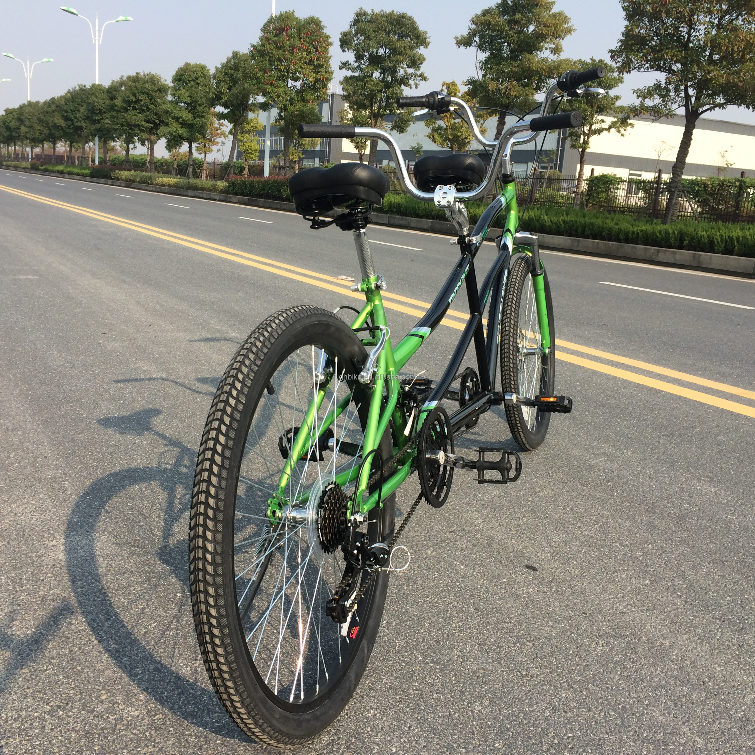 Steel Frame CE 26" Dual Driver 21 Speeds Tandem Bike for Two People OEM Double Seat