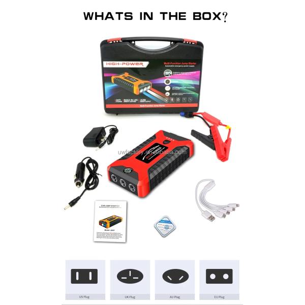67KWh-168KWh Battery Capacity Car Jump Starter 600A Portable Starting Device 4USB 20000/99800mAh with High Capacity