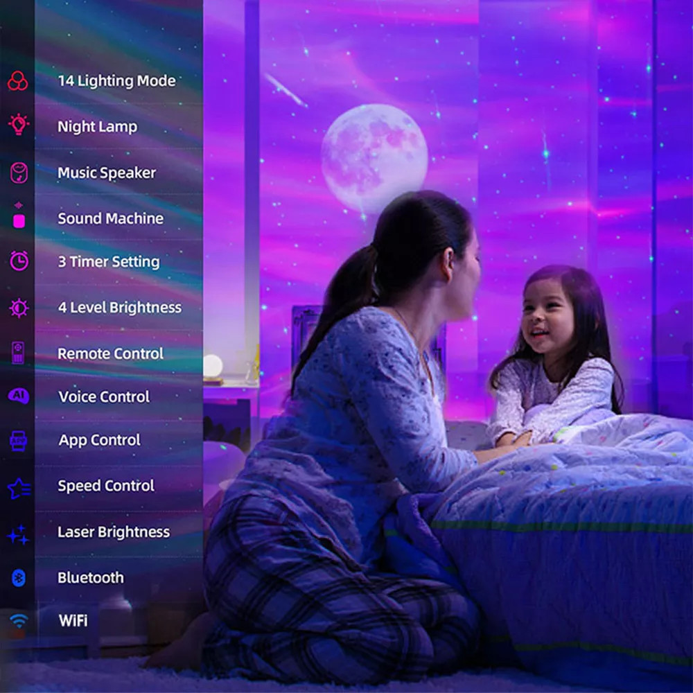 Tuya Wifi Smart Star Projector Night Light Alexa Google Starry Sky Night Projector