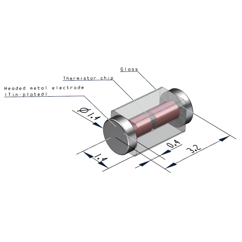 SMT Glass Encapsulated NTC Thermistor Suitable To Be Used In A Narrower Space