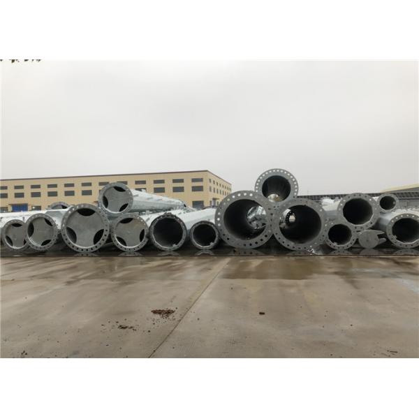 Galvanized Steel Electric Pole , Transmission Steel Post Q355 With Welded Type