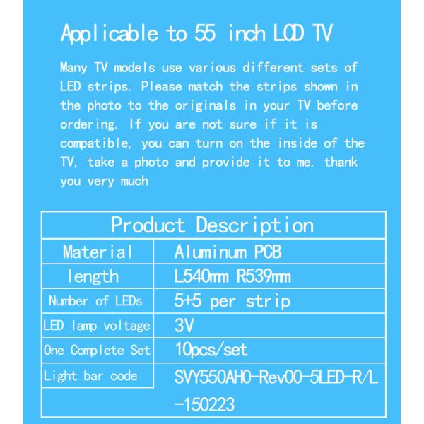 Sony 55 Inch TV Lcd Backlight Led KD-55X7000D Light Bar SVY550AH0-Rev00-5LED-R-150223