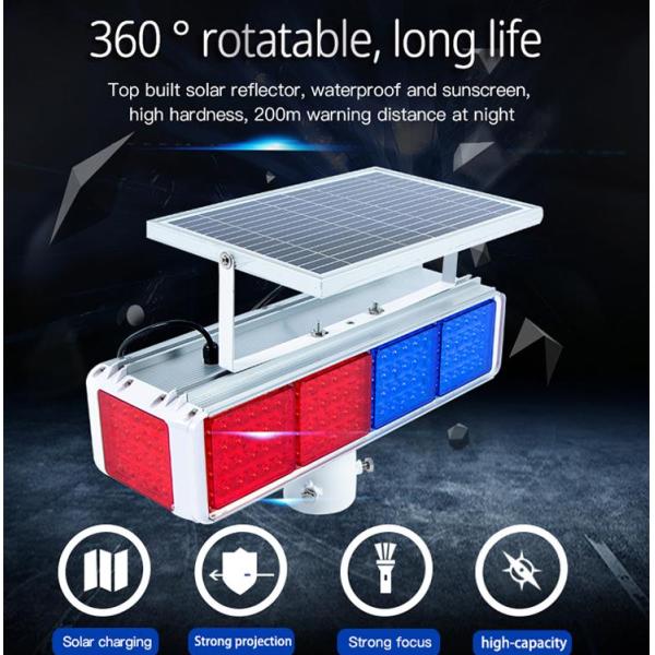 Red and blue traffic flashing light Double-sided traffic LED warning strobe light Solar flashing light