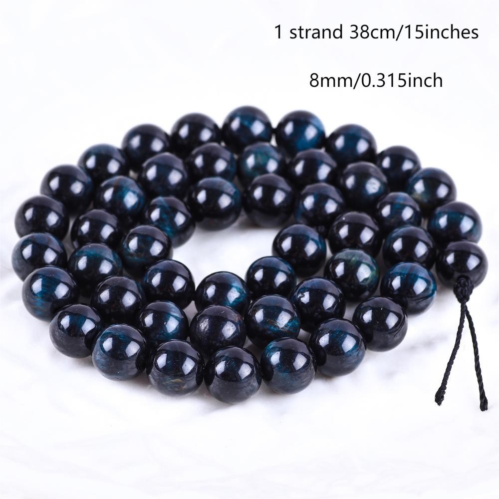 8mm Ink Blue Tiger's Eye Gemstone Pink Crystal Stone Beads For Jewelry Making