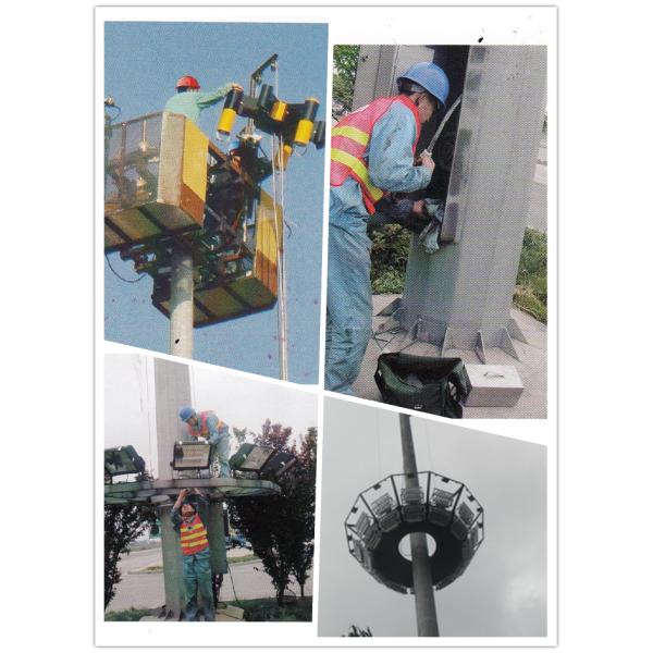 Outside Parking Lot Bitumen High Mast Tower 3mm 25m with Round Lamp Panel