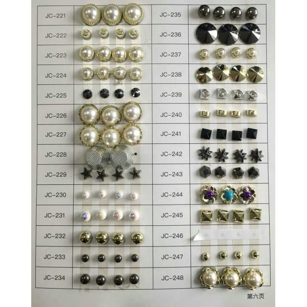 Wholesale ABS garment rivet with nail rhinestone decoration plastic ornament